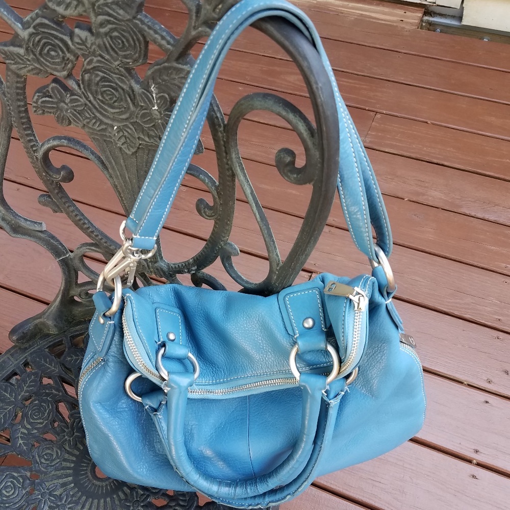 Talbots Leather Boating Blue Satchel/Shoulder Bag